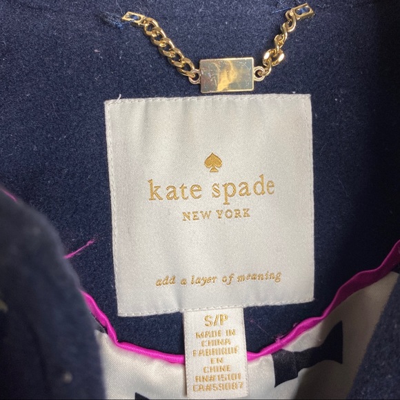 Kate Spade Navy Wool Blend Coat w/ Bow Pockets S - Picture 4 of 12
